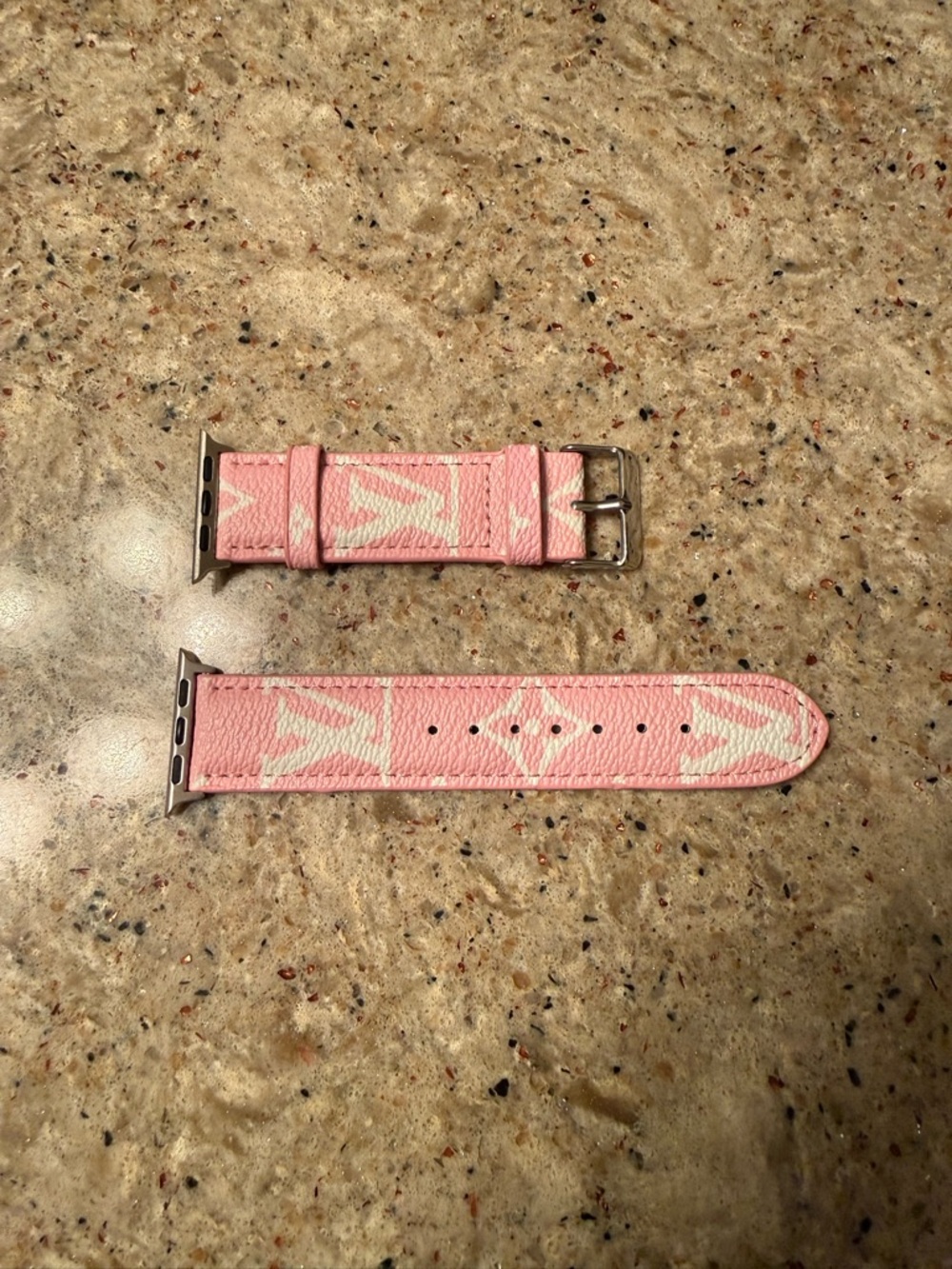 Louis Vuitton Pink and White Monogram Apple Watch Band
